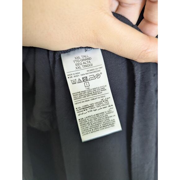 Old Navy Waist Defined Crepe Side Cutout Black Maxi Dress Women XXL Tall Boho - Picture 11 of 13